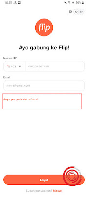 Di menu pendaftaran silakan kalian pilih Saya punya kode referral