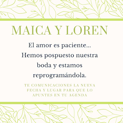 Ejemplo para comunicar que una boda se pospone