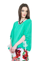 Bluza verde cu maneca tip fluture D2545-V