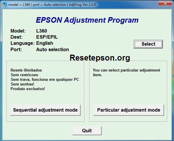 Reset Epson l360