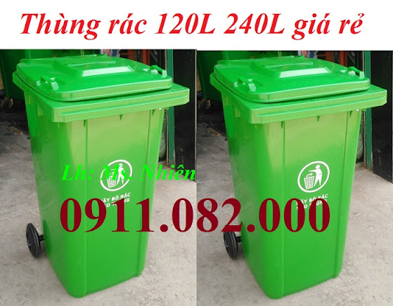 Cung cấp thùng rác nhựa, thùng rác 120l 240l 660l màu xanh giá rẻ tại an giang- lh 0911082000 44443333