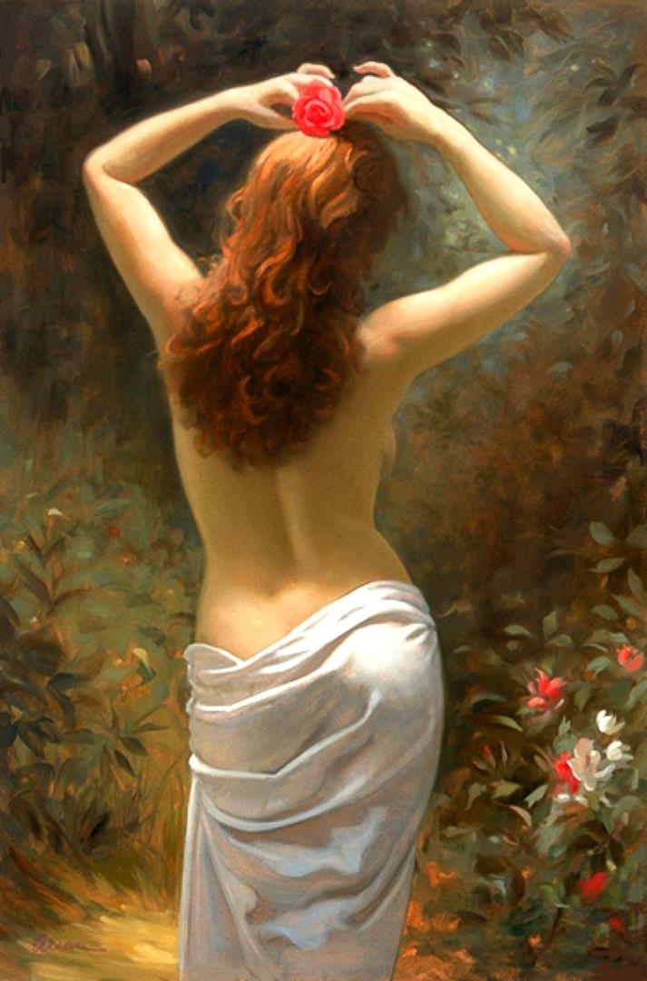 Artist Mark Arian | Woman With Rose Painting