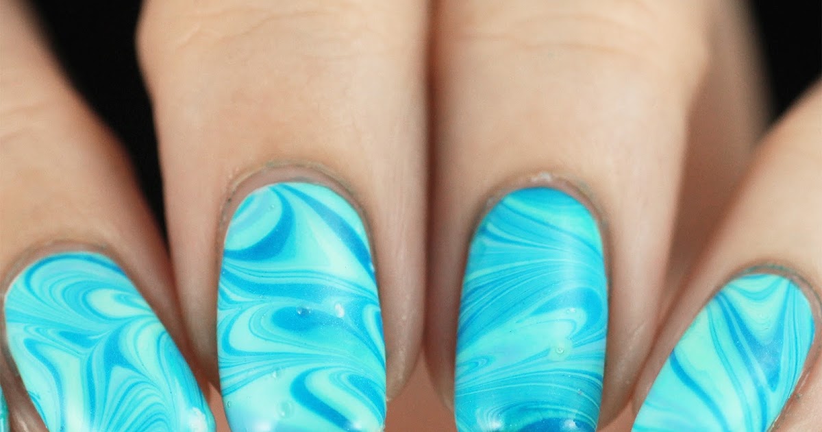Blue Water Colored Manicure - My Nail Polish Online