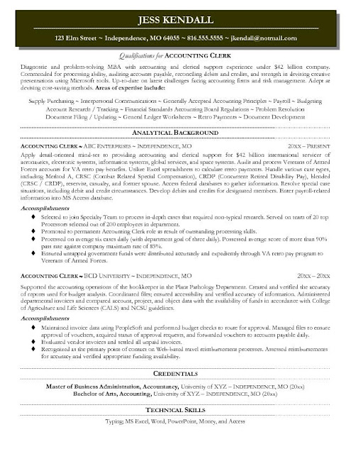 Accounting Clerk Resume Samples