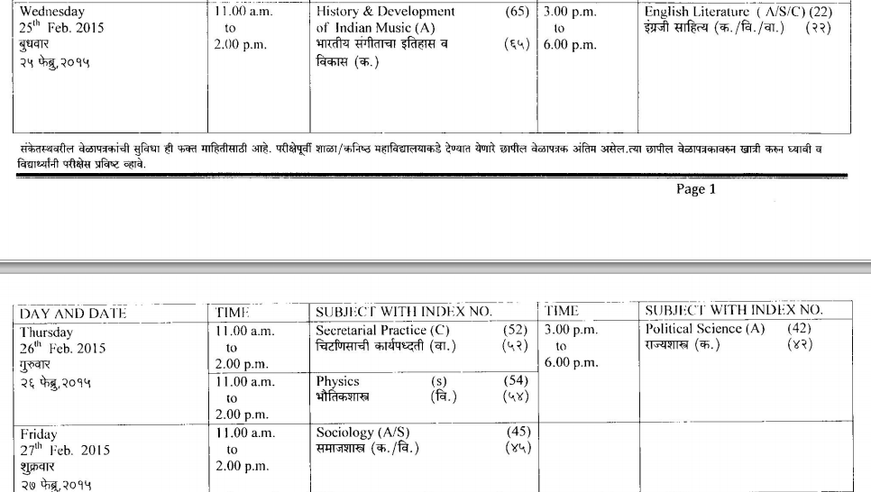 HSC Timetable Page 02