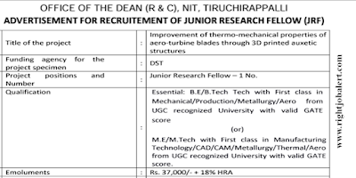 Mechanical,Production,Metallurgy and Aero Engineering Jobs in National Institute of Technology, Trichy