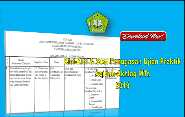 Kisi-Kisi Penugasan Ujian Praktik Aqidah-Akhlaq MTs Tahun Pelajaran 2018/2019