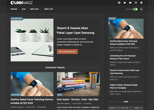 Mode Gelap Pada Template Link Magz