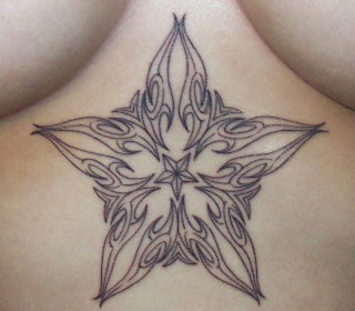 Sexy Nautical Star Tattoo Design on Female Chest