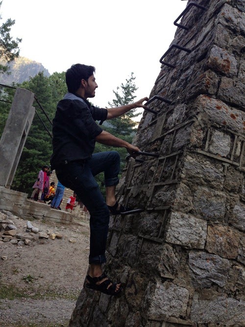 Climbing a pole!