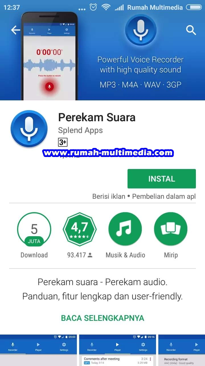 Cara Merekam Suara  ke File MP3 dari Android Rumah Multimedia