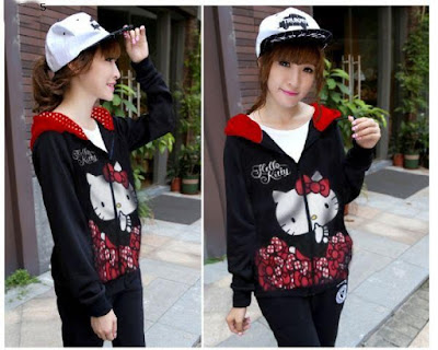 Jacket / Sweater Jaket Hello Kitty Polka Hoodie - 9735