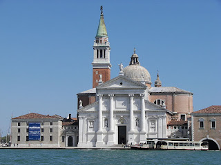 The white marble facade of the church of San Giorgio Maggiore is a familiar sight in Venice