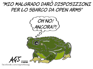 Ingoiare il rospo, salvini, open arms, migranti, minori, vignetta, satira