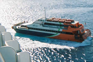 Tender boat in Cozumel