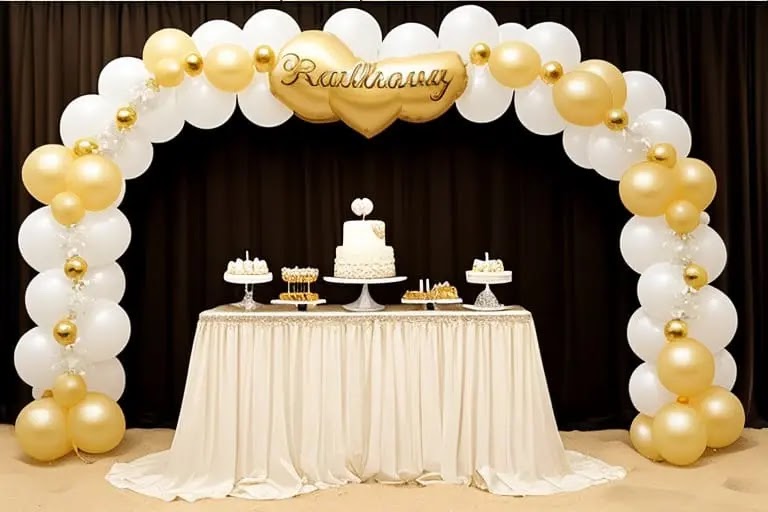 Guirnalda de Globos de Oro Blanco y Arena: Decoración Creativa