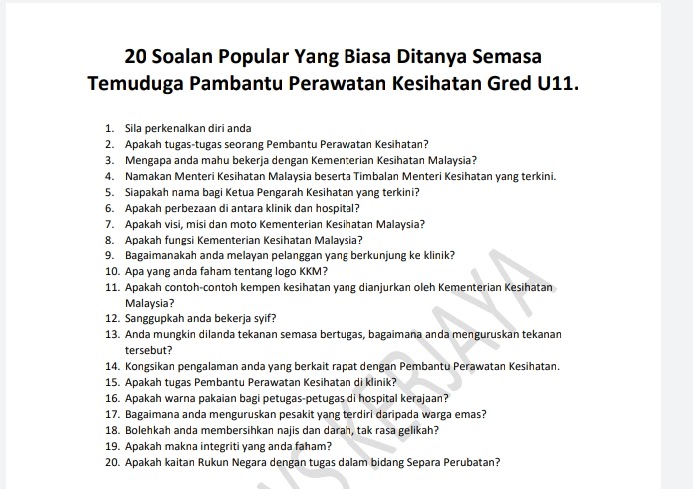 Contoh Soalan Spa