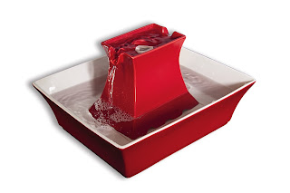 Red PetSafe Brand Drinkwell® Pagoda Pet Fountain.