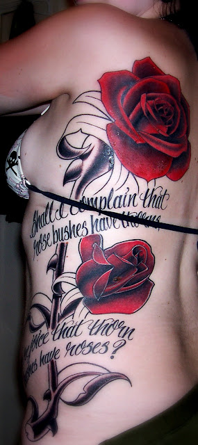 Power Tattoos Designs With Nice Tribal Rose Tattoos Designs Art on Thigh 