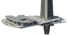 Model of the podium and foundation piles