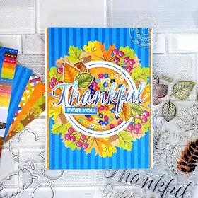 Sunny Studio Stamps: Elegant Leaves Staggered Circles Stitched Ovals Autumn Themed Cards by Ana Anderson