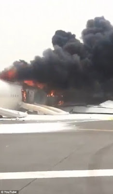 PHOTO:Emirate Plane Bursts Into Flames In Dubai Airport After Crash Landing