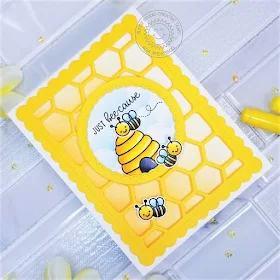 Sunny Studio Stamps: Just Bee-cause Fluffy Clouds Border Dies Frilly Frame Dies Fancy Frames Dies Just Because Cards by Ana Anderson