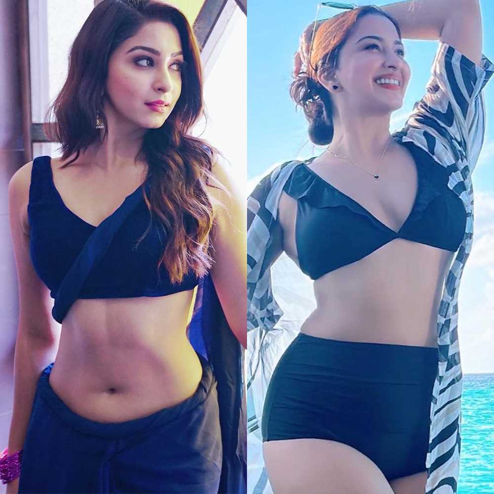 Esshanya Maheshwari saree vs bikini hot indian actress