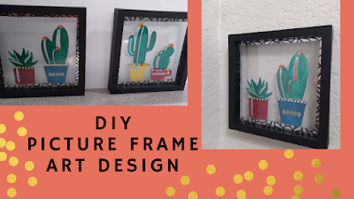 three frame art designs with cactus decals