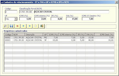 NeXT ERP alíquota interna IVA ICMS ST NCM