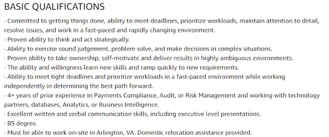 Amazon Jobs 2022 for Risk Manager, Financial Crimes Compliance Administration
