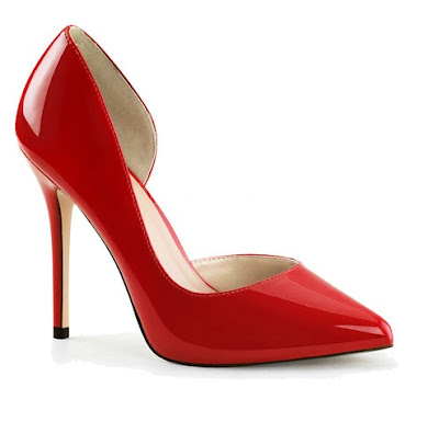 Pleaser USA Red high heeled d'orsay pumps