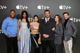 Luke Tennie, Jessica Williams, Lukita Maxwell, Jason Segel, Co-creator and Executive Producer, Christa Miller and Michael Urie from “Shrinking” at the Apple TV+ 2023 Winter TCA Tour at The Langham Huntington Pasadena.