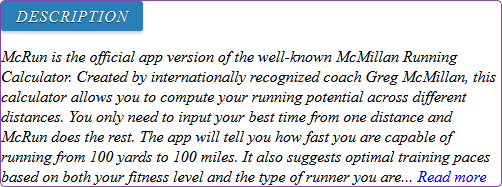 mcmillan running calculator