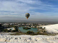 Pamukkale - a balloon over the travertine terraces