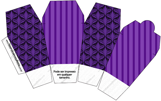 Purple with Arabesques and Stripes Free Printable Quinceanera PartyBoxes.