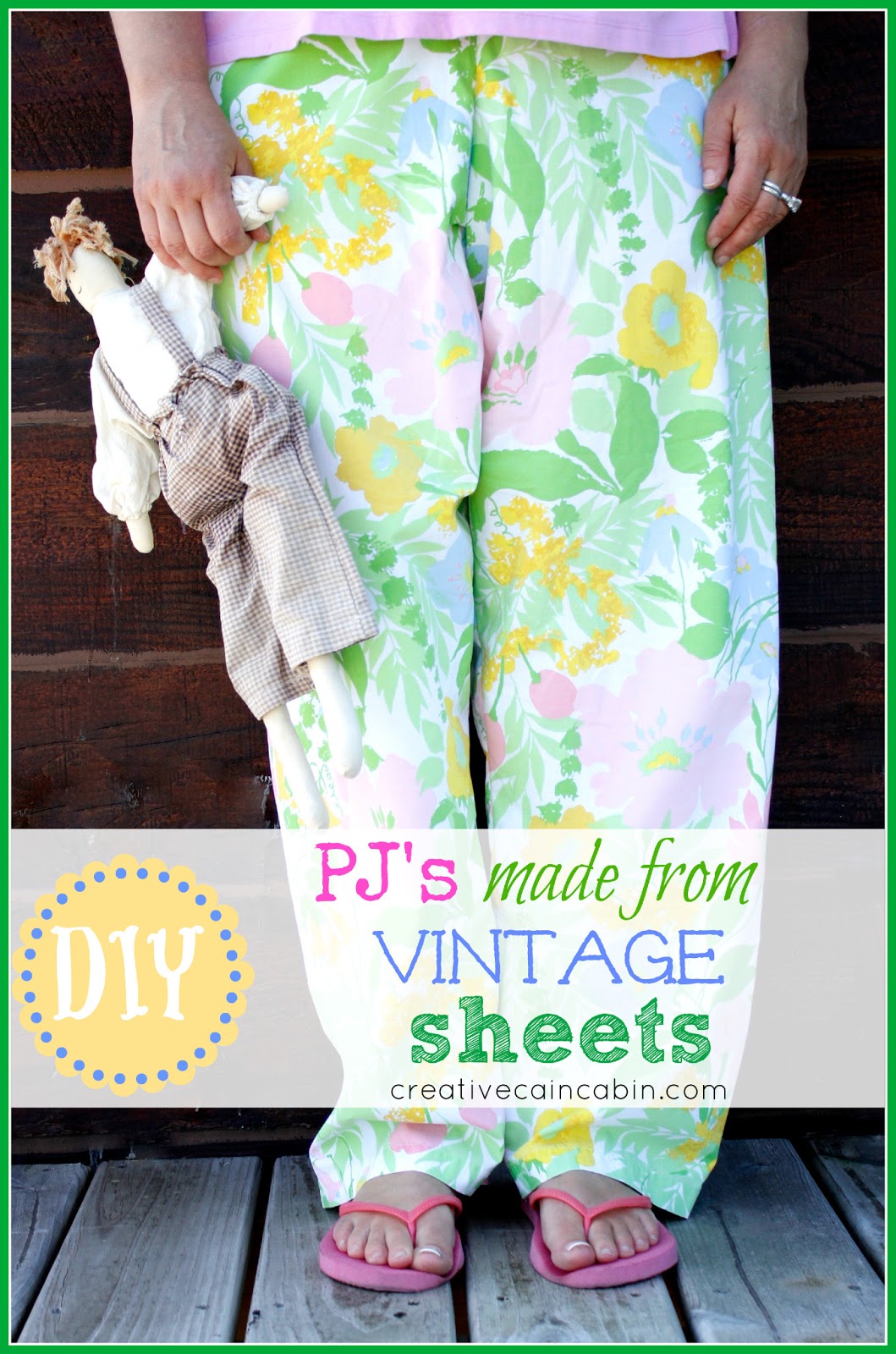 Pj's made from Vintage Sheets - Creative Cain Cabin