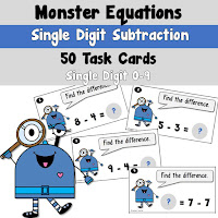 Addition Task Cards Monster Theme