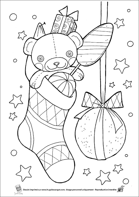 coloriage chaussette noel