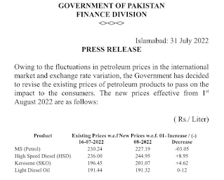 Petrol Price in Pakistan press Release