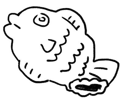 たい焼きのイラスト（お菓子） モノクロ線画