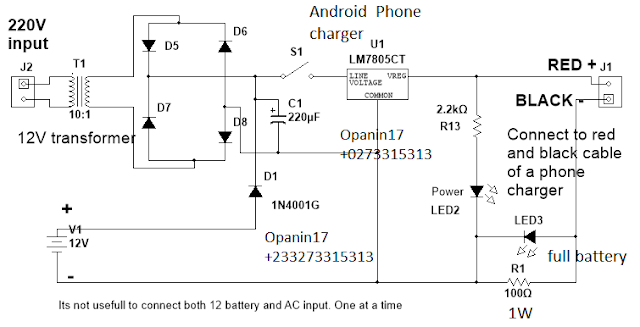 12V BATTERY PHONE CHARGER CIRCUIT