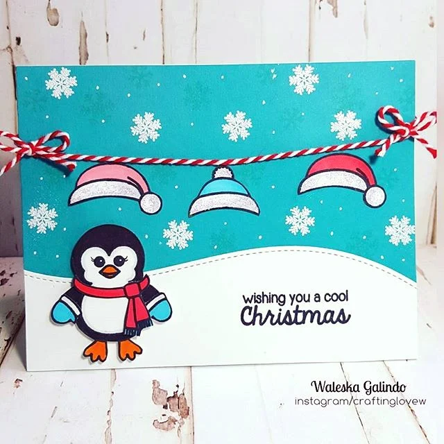 Sunny Studio Stamps: Bundled Up Penguin Christmas Card by Waleska Galindo