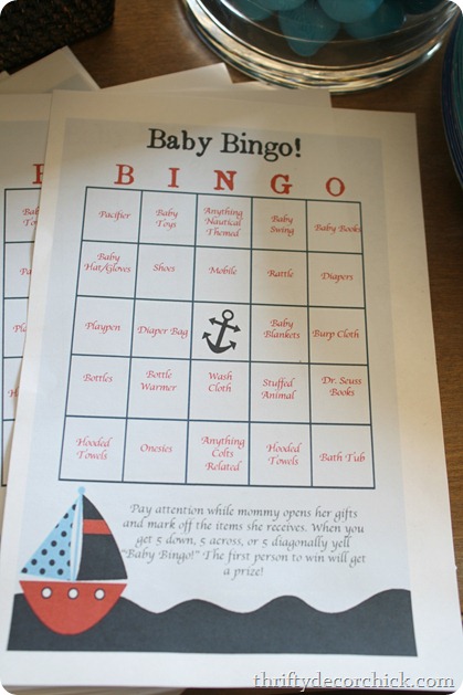 baby shower bingo