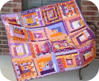 Orange + Purple Wonky Quilt