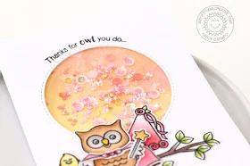 Sunny Studio Stamps: Happy Owl-o-ween Princess Owl Thank You Card by Nancy Damiano