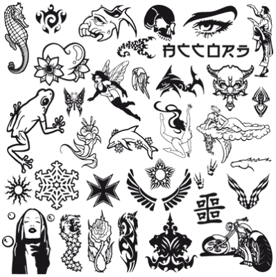  of some tattoo cliparts. Authors unknown. 1 AI : 2,9 MB Download