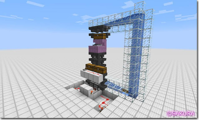 Minecraft　Redstone Circuit　水流式アイテムエレベーター　大量運搬バージョン