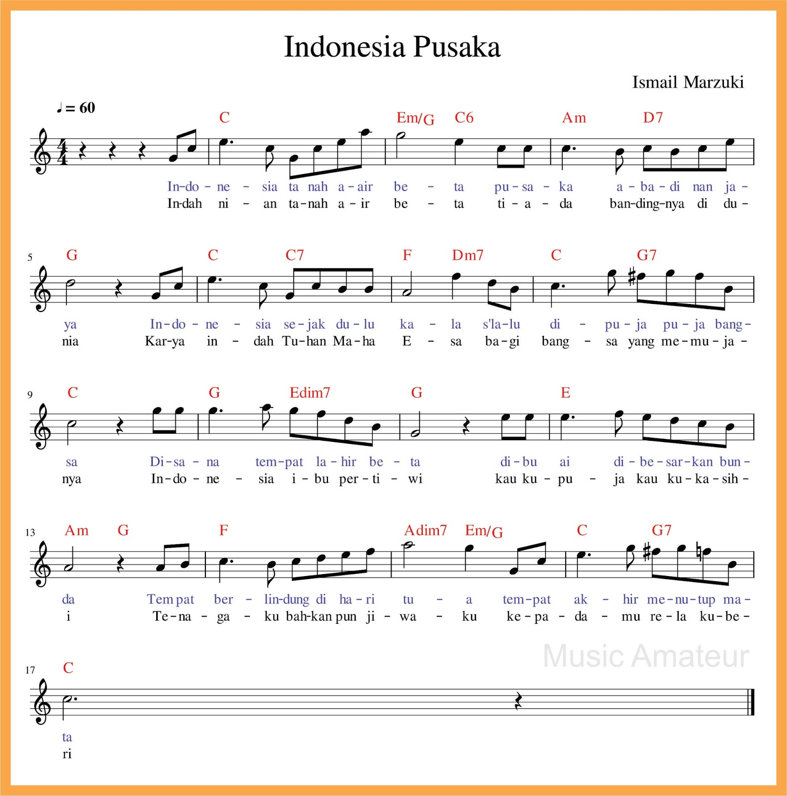 SEPUTAR MUSIK: Not Angka Indonesia Pusaka