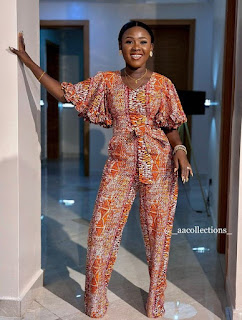 Ankara jumpsuit with a cinched waist